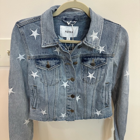 BNWT Pistola Star Embroidery Cropped Denim Jacket, XS - Picture 1 of 4